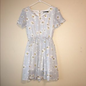 Adorable Daisy Print Spring Mini Dress Tumblr